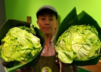 Nông sản Sài Gòn sử dụng lá chuối để gói rau củ