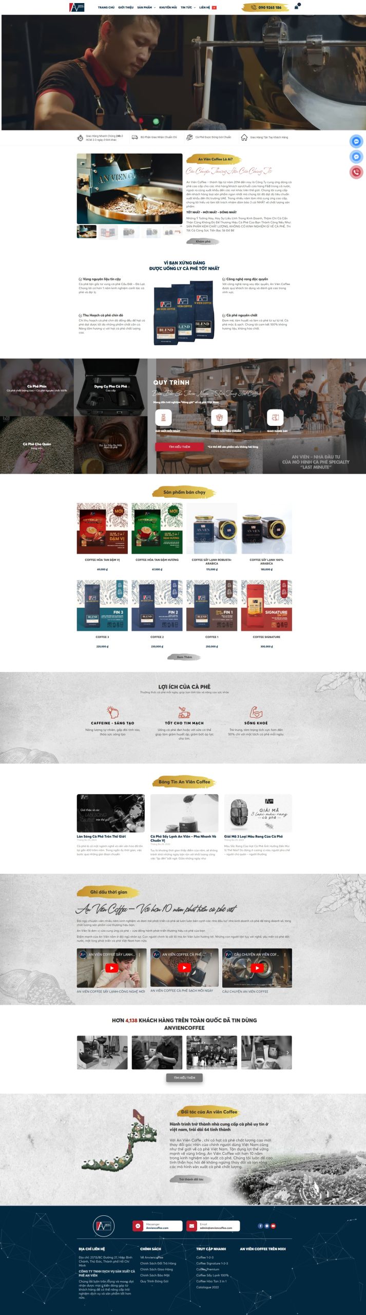 Giao diện website bán cà phê chuyên nghiệp