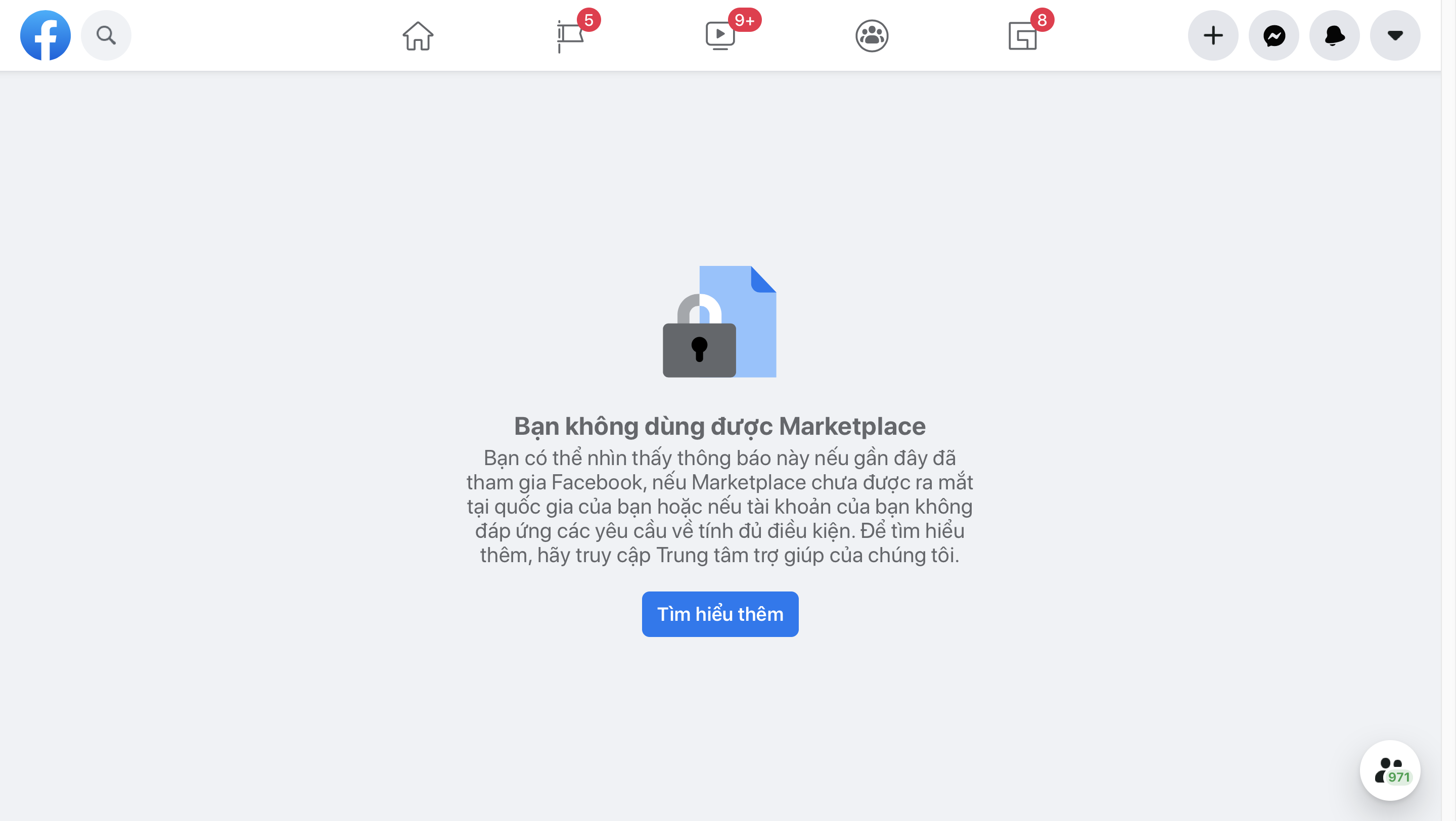 facebook khong co marketplace