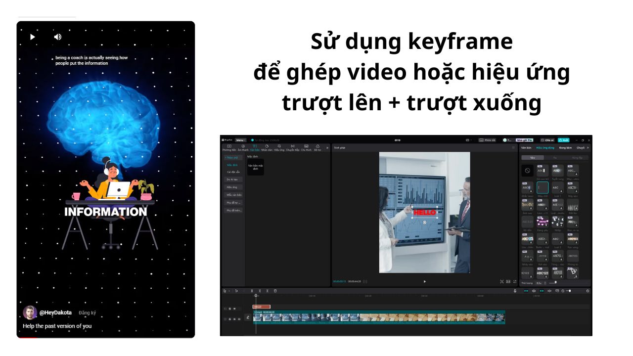 Sử dụng keyframe hoặc hiệu ứng trượt