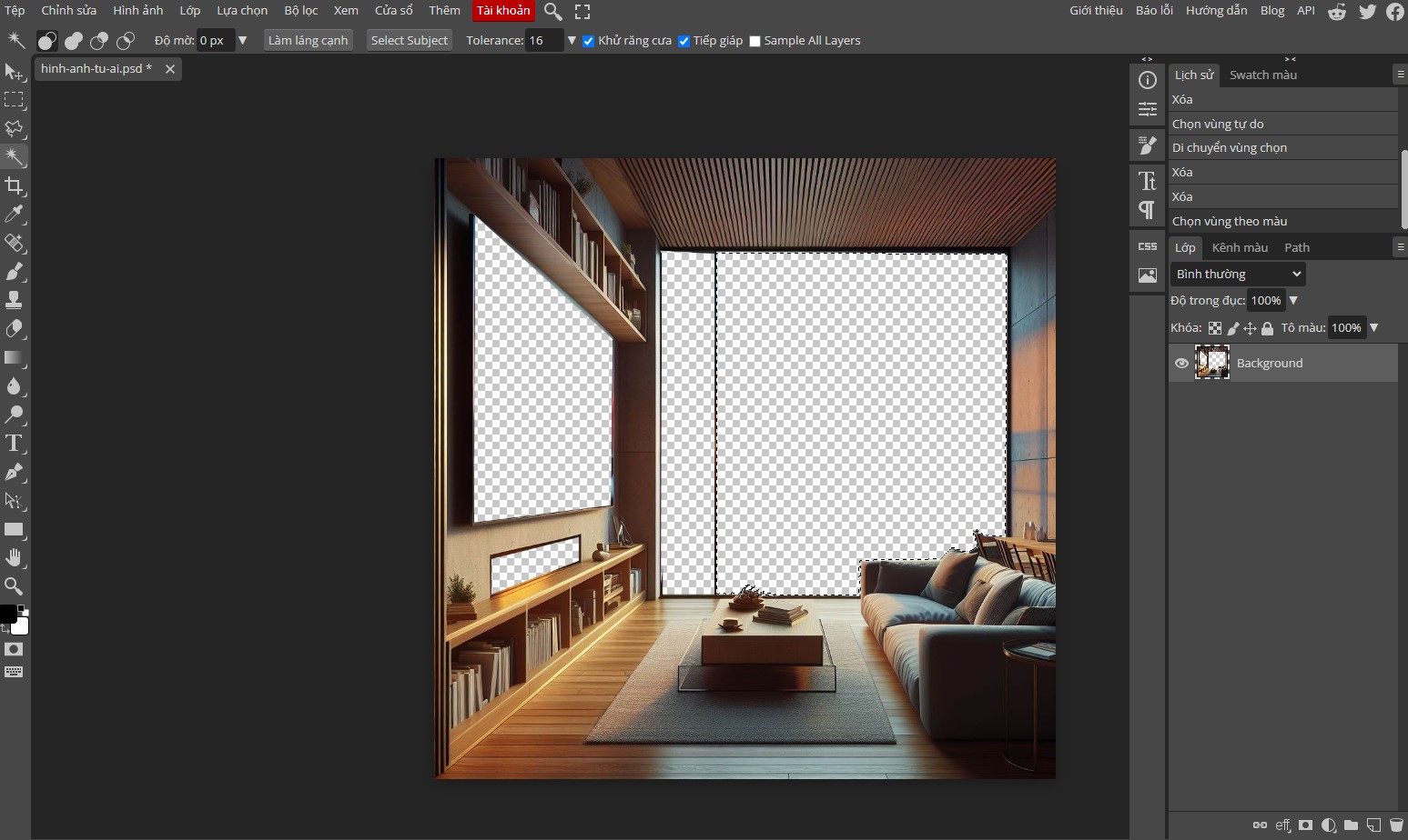 Xóa nền ảnh bằng photoshop online free