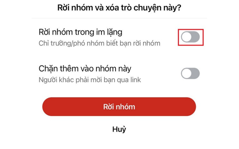 Chọn nhóm bạn muốn rời.