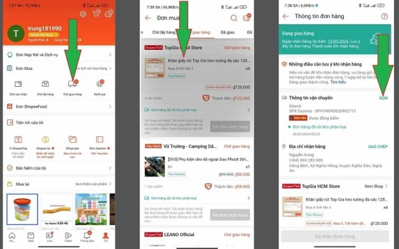 Cách kiểm tra tình trạng đơn hàng trên Shopee