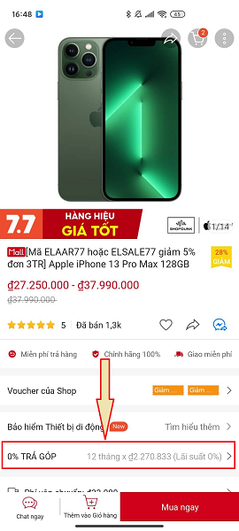 Cách mua hàng trả góp trên Shopee 1