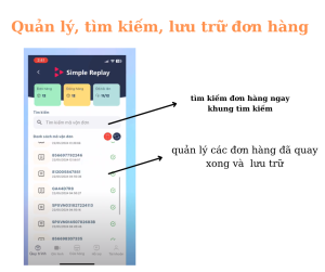 quản lý, tìm kiếm, lưu trữ đơn hàng simple replay