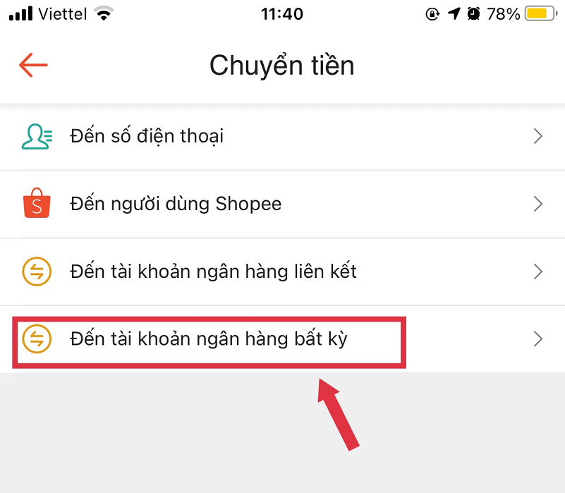 chuyen tien tu shopeepay sang tai khoan ngan hang khong lien ket 3