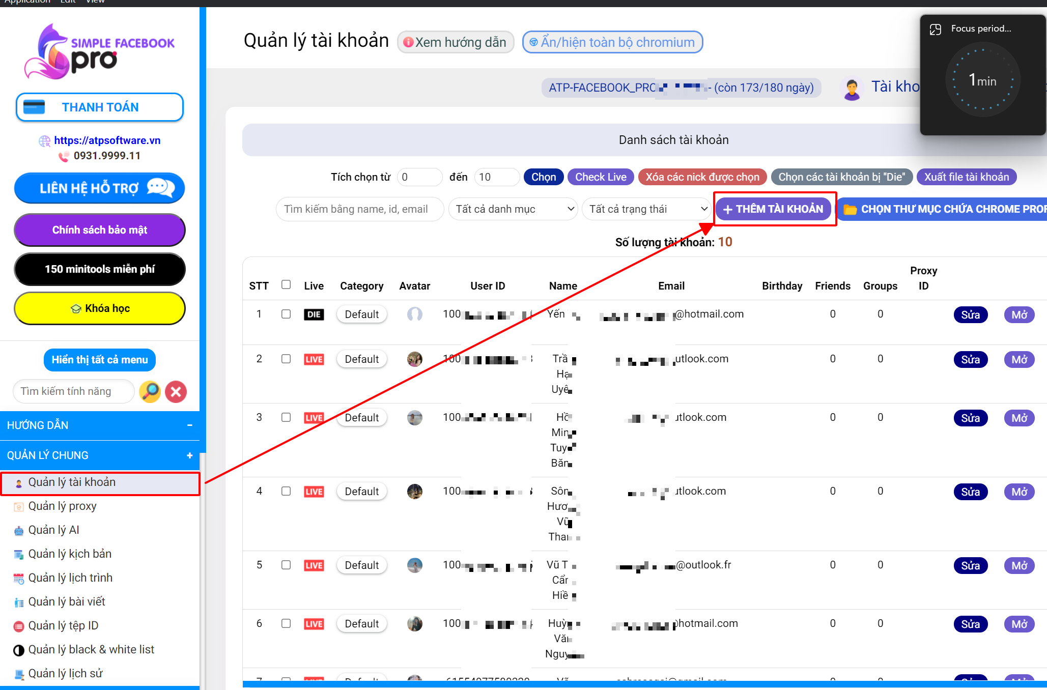 đăng nhập facebook vào tools