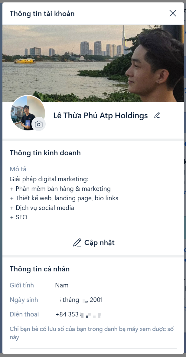 zalo profile chuyên nghiệp