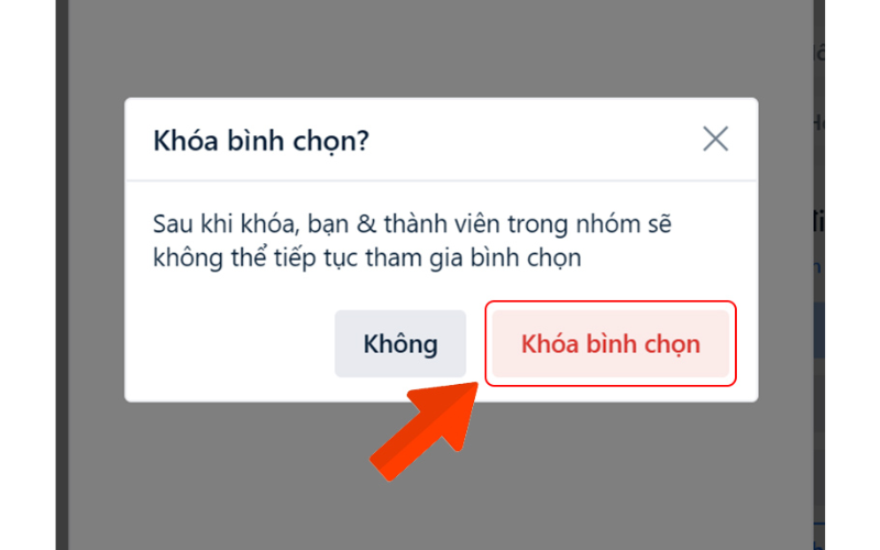 họn "Khóa bình chọn" và xác nhận.