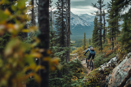 birderihardlyknowher a mountain biker riding between trees and 39a1a886 af0c 4e3e 9157 6f3a00ab77e7