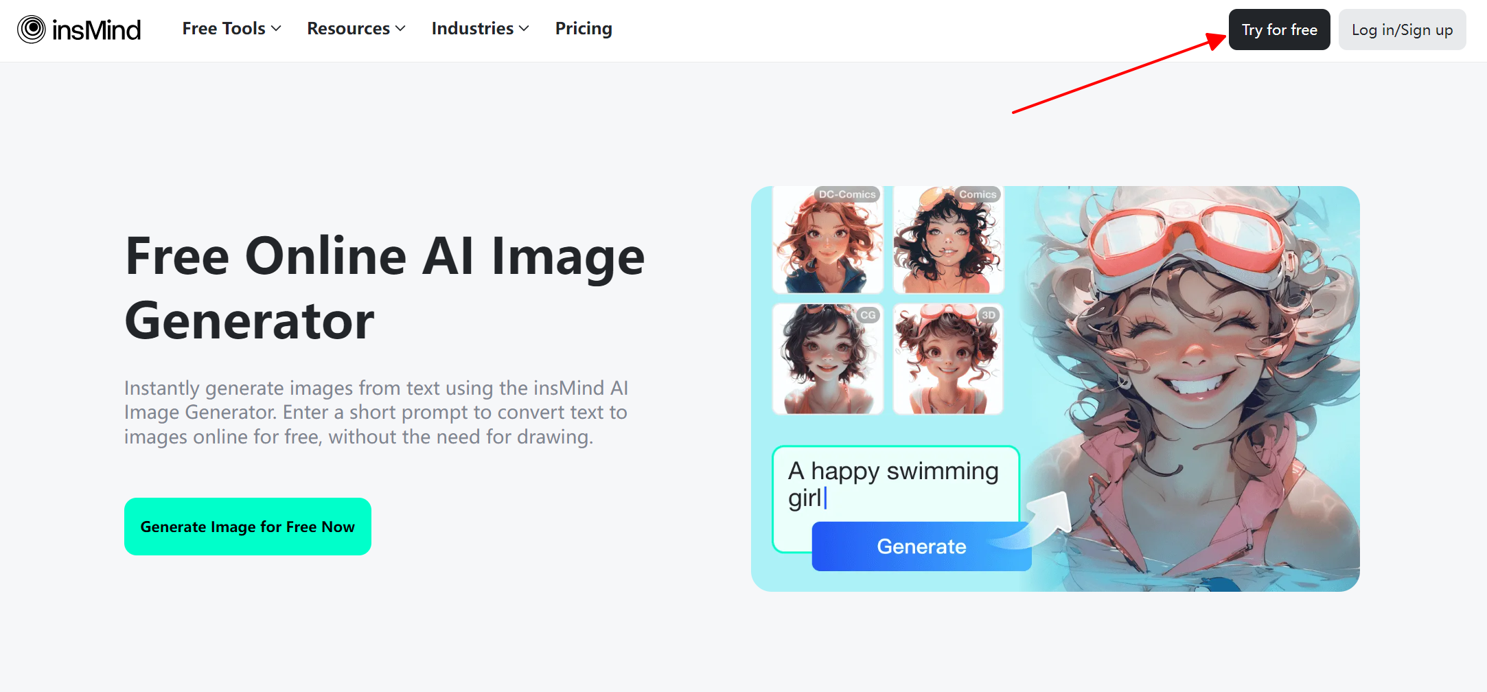 đăng ký tài khoản insMind AI Image Gen