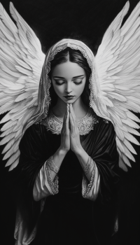 dnastynice. mother Mary with wings praying hands realistic illu 9b815fc9 f34d 49ed 8436 66a229c53f7e