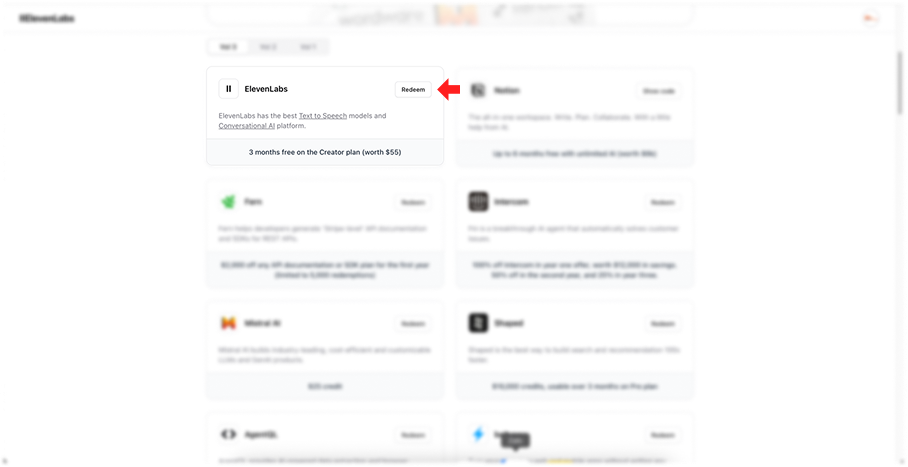 redeem elevenlabs