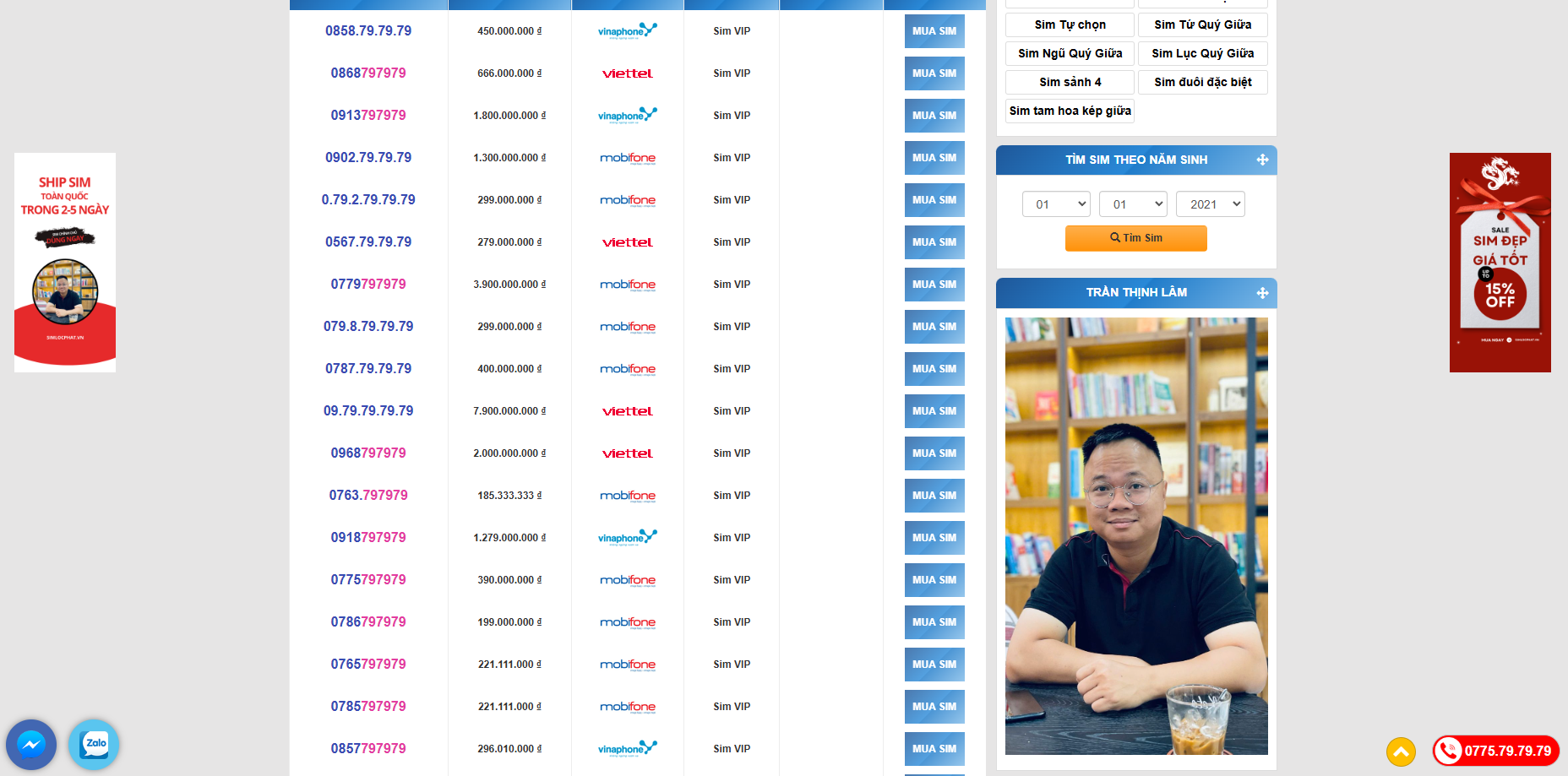 sim loc phat vn y nghia so 39 79