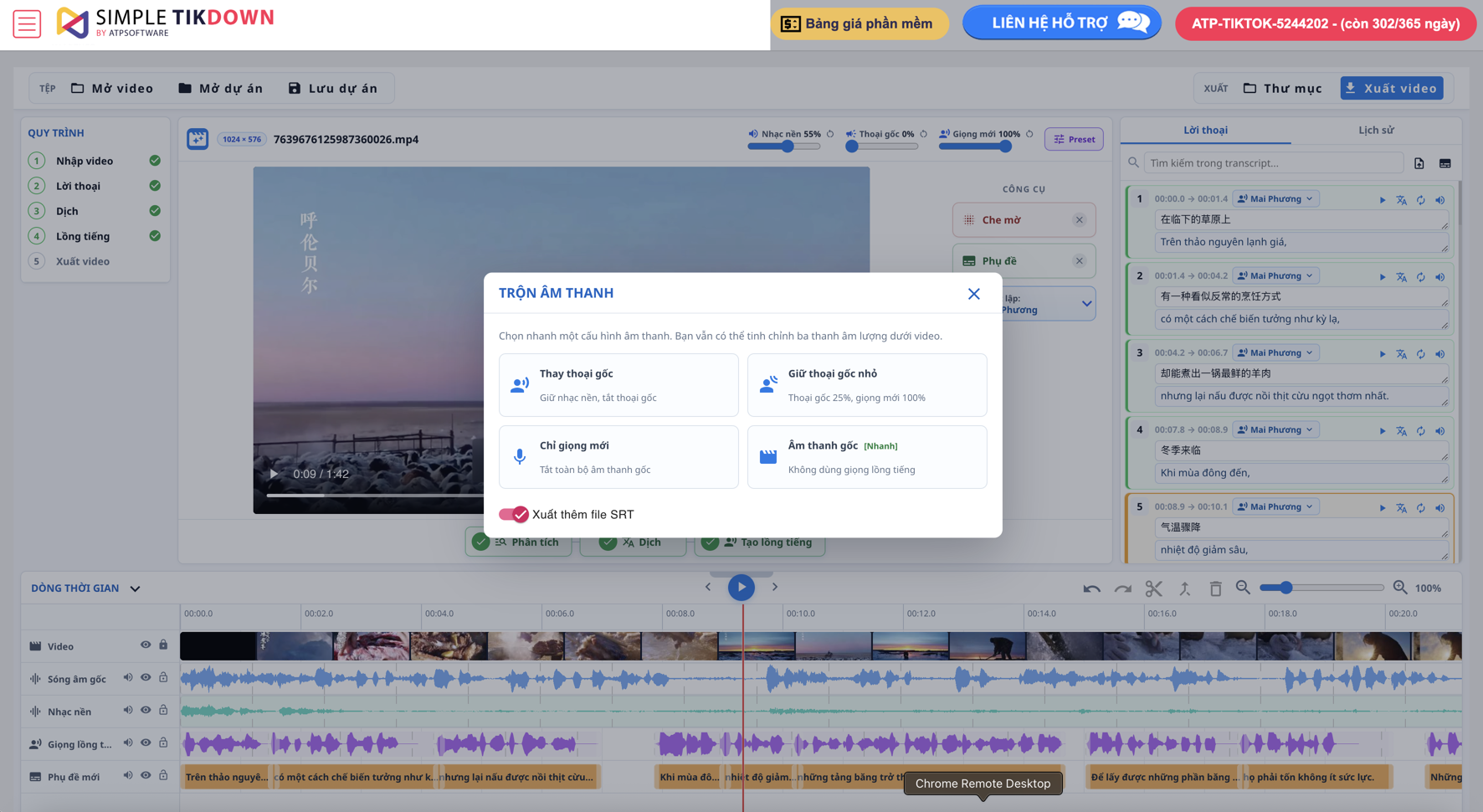Hướng dẫn dịch và lồng tiếng video Douyin 20 preset am thanh