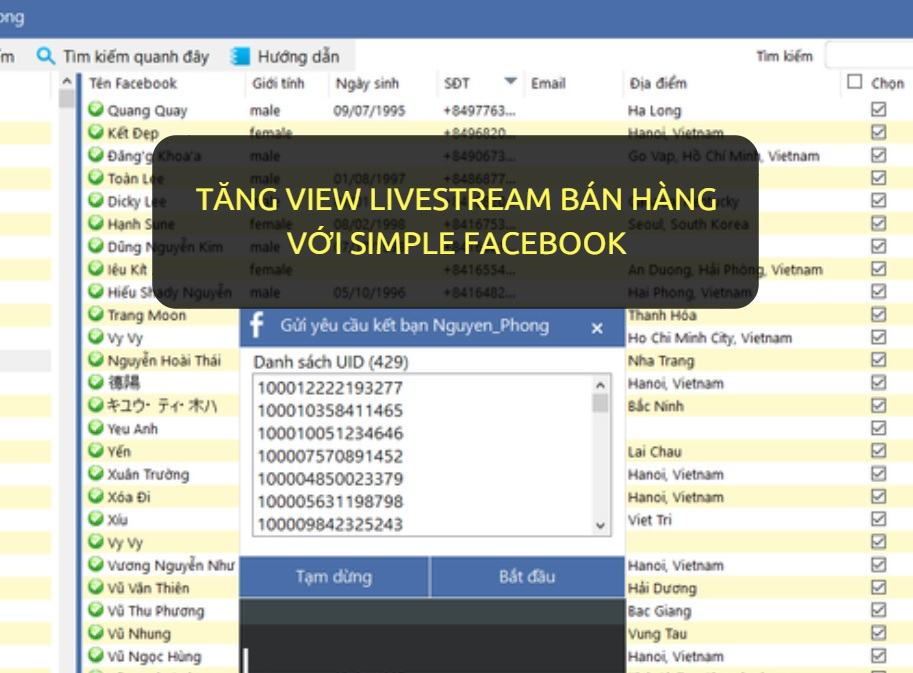 tang view livestream với simple facebook