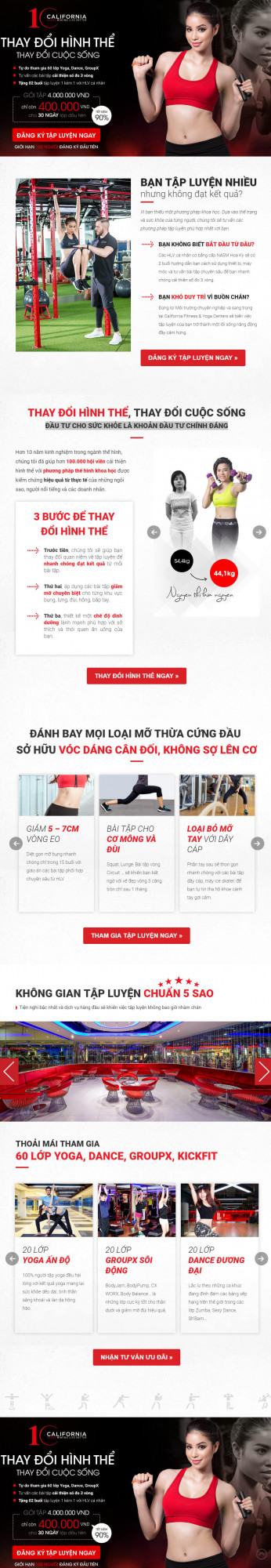 Landing Page bán hàng của California Fitness & Yoga