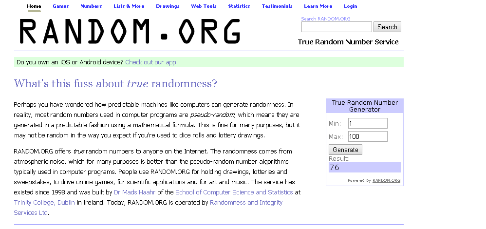 Minigame random.org