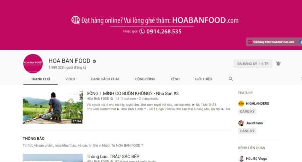 hoa ban food youtube marketing