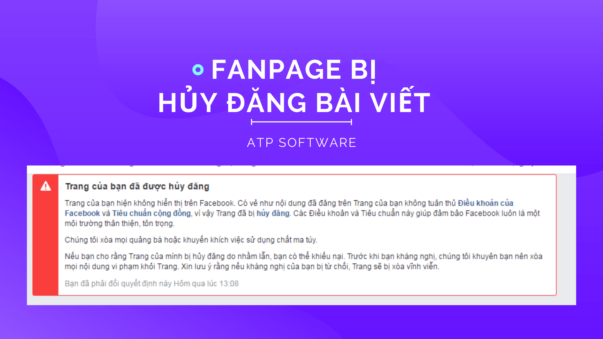 Fanpage bị hủy đăng bài viết