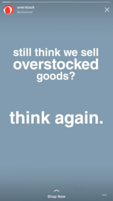 Overstock Instagram Stories ad