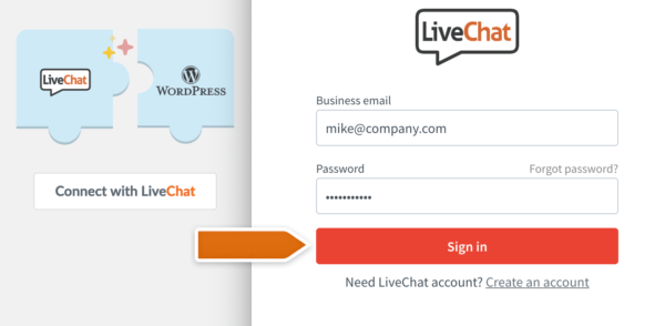 Sign in to your LiveChat account