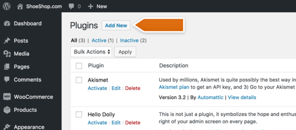Click on Add New button in WordPress plugins