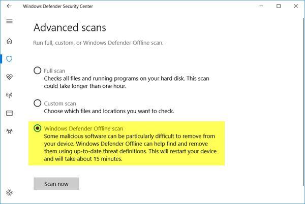 windows defender offline scan 1