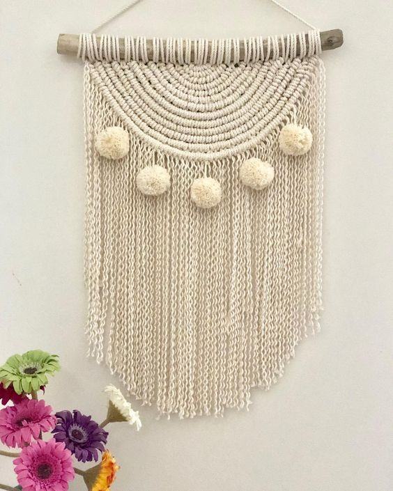 Keeping the #flower theme this little number will be available for sale. #macrame #cotton #homedecor #macramewallhanging #wallart…