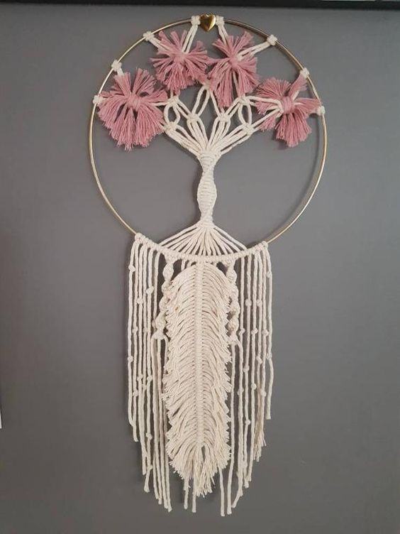 B l o s s o m Flower Feather Tree of Life Dreamcatcher image 1