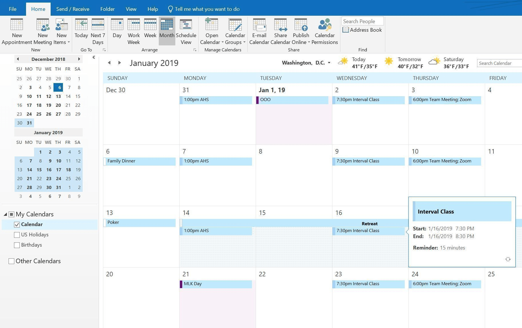 Lịch Microsoft Outlook 1