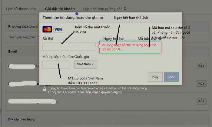 Hơn 200 cách làm, mẹo vặt thủ thuật Facebook 2022 (update mỗi ngày) 63 Thêm thẻ visa vào tài khoản quảng cáo Facebook