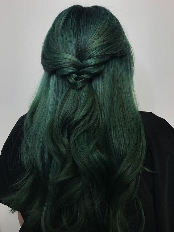Kết quả hình ảnh cho tóc màu xanh rêu trầm
