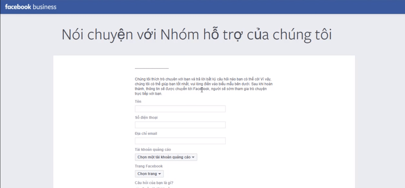 huong dan cach chat voi doi ngu support facebook 4